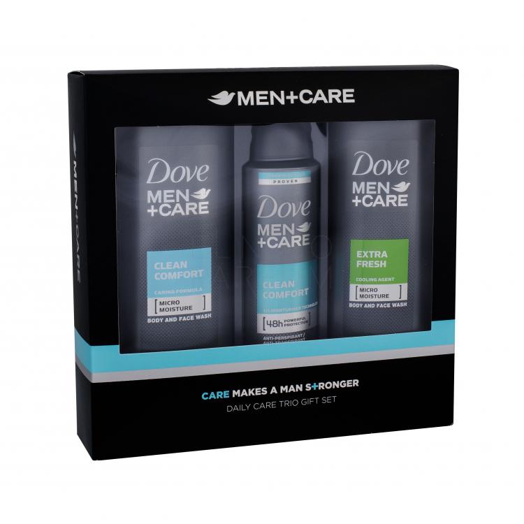 Dove Men + Care Clean Comfort Zestaw Żel pod prysznic 250 ml + dezodorant 150 ml + Żel pod prysznic Extra Fresh 250 ml