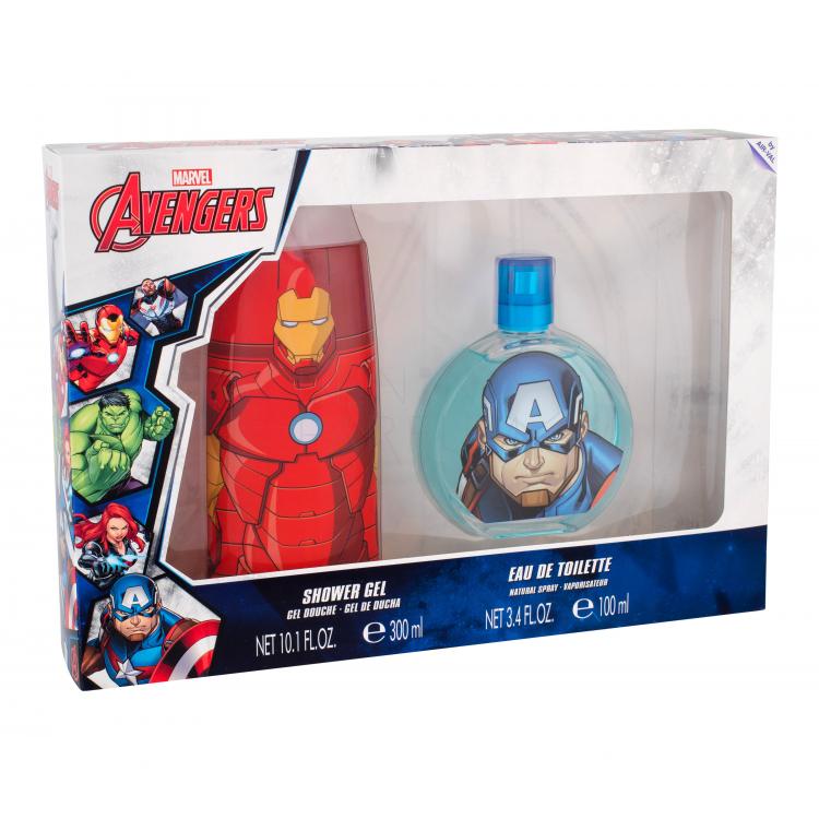 Marvel Avengers Zestaw Edt Captain America 100 ml + Żel pod prysznic Iron Man 300 ml Uszkodzone pudełko
