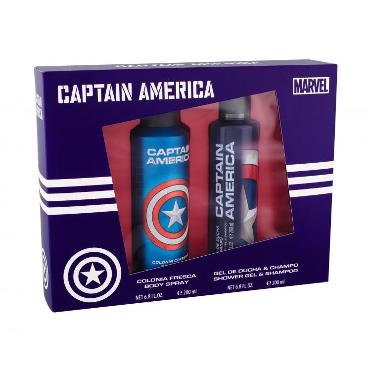 Marvel Captain America Zestaw Żel pod prysznic 200 ml + Spray do ciała 200 ml