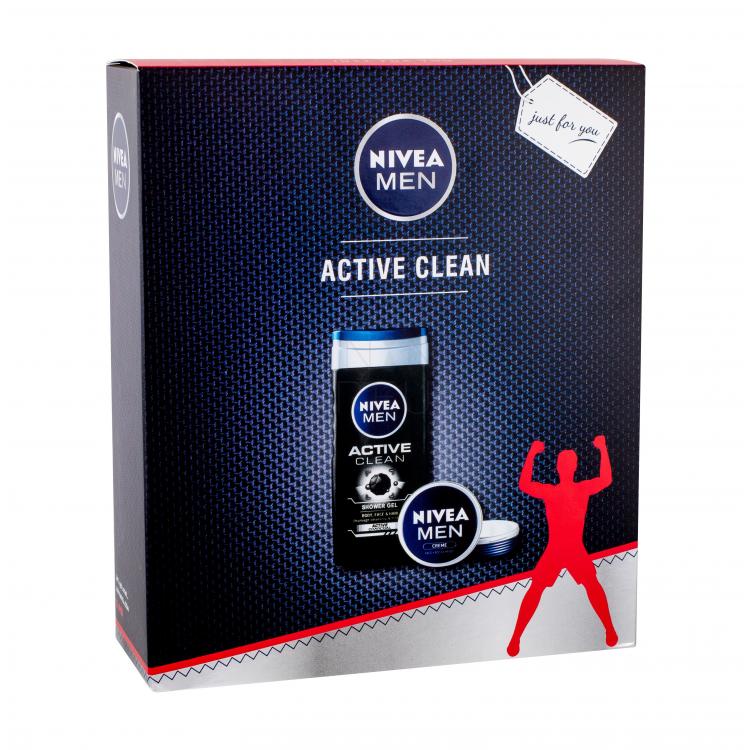 Nivea Men Active Clean Zestaw Żel pod prysznic 250 ml + Uniwersalny krem Men Creme 75 ml
