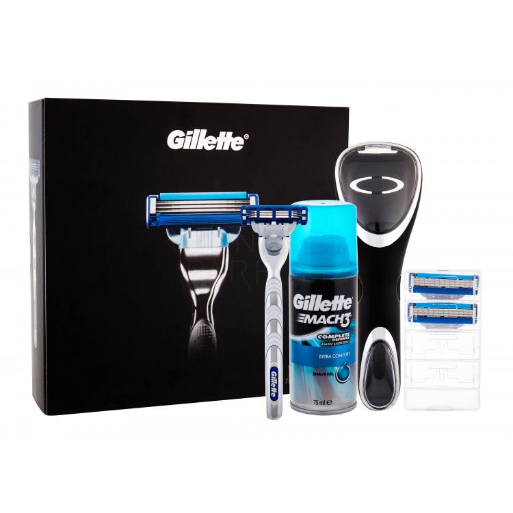 Gillette Mach3 Turbo Zestaw Maszynka do golenia z 1 ostrzem 1 szt + Zapasowe ostrze 1 szt + Żel do golenia Extra Comfort 75 ml + Pudełko 1 szt
