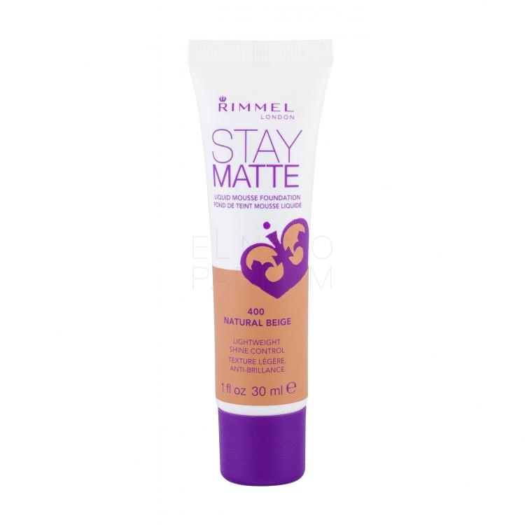 Rimmel London Stay Matte Liquid Mousse Foundation Podkład dla kobiet 30 ml Odcień 400 Natural Beige