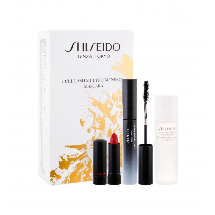 Shiseido Full Lash Multi-Dimension Zestaw Tusz do rzęs 8 ml + Pomadka Rouge Rouge 2,5 g RD501 Ruby Copper + Płyn do demakijażu oczu Instant Eye And Lip Makeup Remover 30 ml