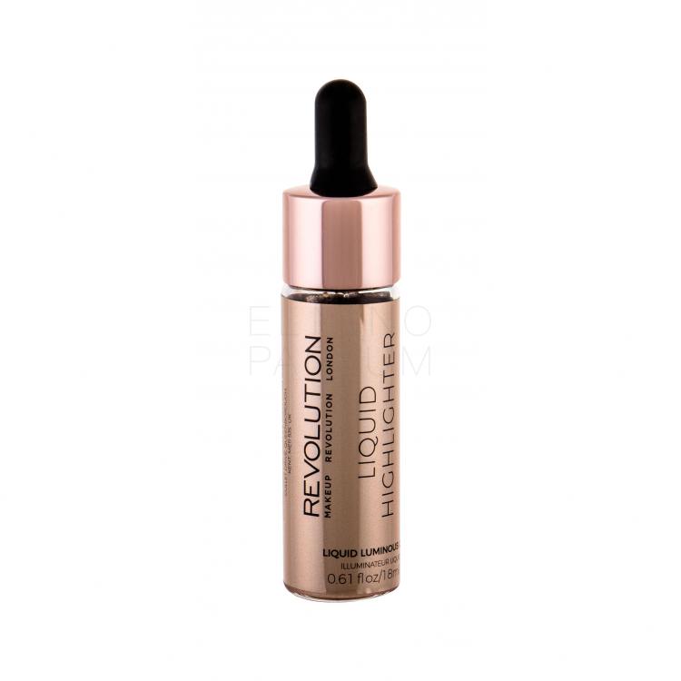 Makeup Revolution London Liquid Highlighter Rozświetlacz dla kobiet 18 ml Odcień Luminous Gold