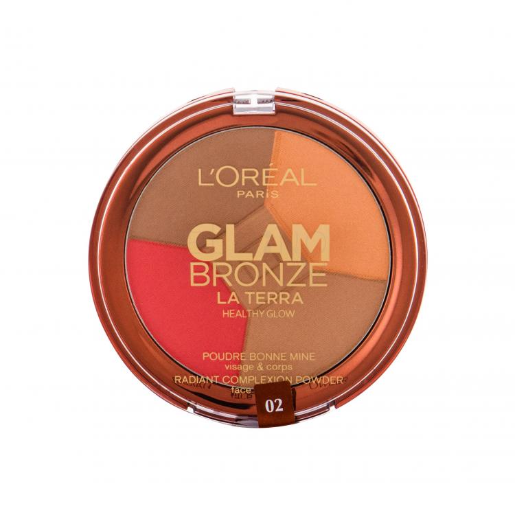 L&#039;Oréal Paris Glam Bronze La Terra Healthy Glow Bronzer dla kobiet 6 g Odcień 02 Medium Speranza