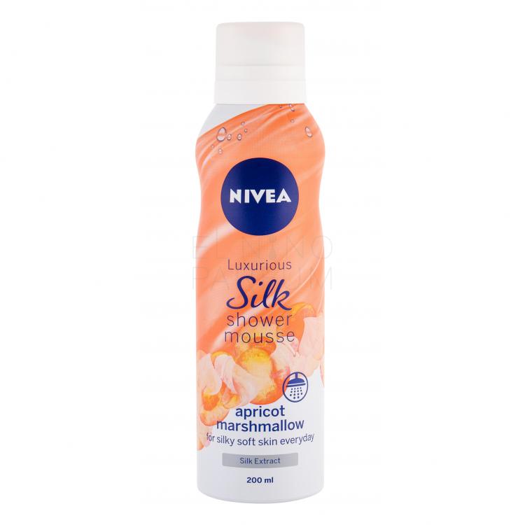 Nivea Silk Mousse Apricot Marshmallow Pianka pod prysznic dla kobiet 200 ml