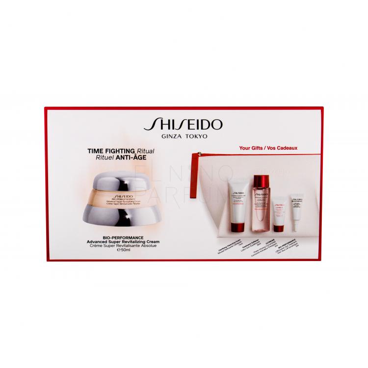 Shiseido Bio-Performance Advanced Super Revitalizing Zestaw Krem na dzień 50 ml + Serum do twarzy 5 ml + Pianka do mycia 15 ml + Tonik 30 ml + Krem pod oczy 3 ml + Kosmetyczka
