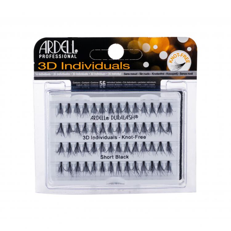 Ardell 3D Individuals Duralash Knot-Free Sztuczne rzęsy dla kobiet 56 szt Odcień Short Black