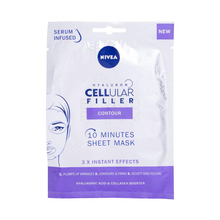 Nivea Hyaluron Cellular Filler 10 Minutes Sheet Mask Maseczka do twarzy dla kobiet 1 szt