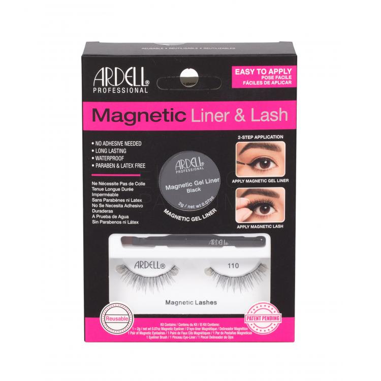 Ardell Magnetic Liner &amp; Lash 110 Zestaw Magnetyczne rzęsy 110 1 para+ Magnetyczny eyeliner 2 g Black + Pędzelek do eyelinera 1 szt