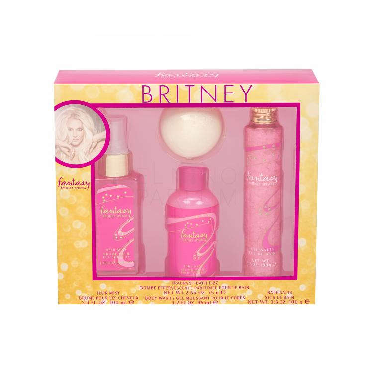Britney Spears Fantasy Zestaw Mgiełka do włosów 100 ml + Kula do kąpieli 75 g + Żel pod prysznic 75 ml + Sól do kąpieli 100 g