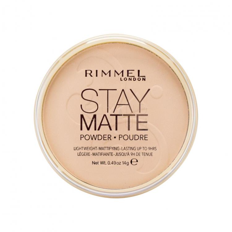 Rimmel London Stay Matte Puder dla kobiet 14 g Odcień 005 Silky Beige