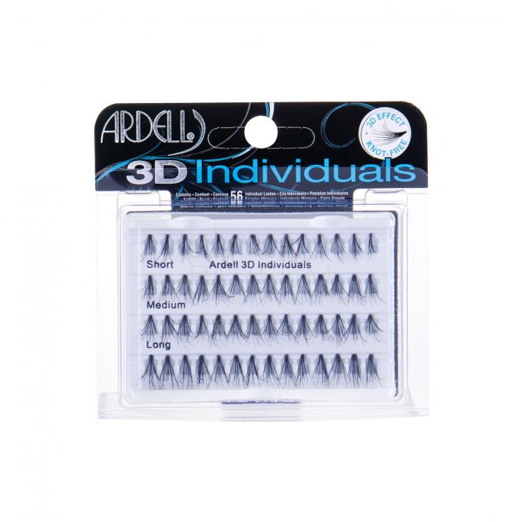 Ardell 3D Individuals Combo Pack Zestaw Kępki rzęs 12 szt + Kępki rzęs 14 szt Medium Black + Kępki rzęs 28 szt Long Black