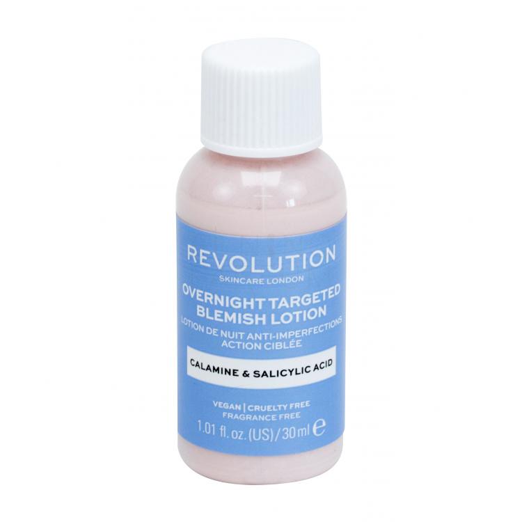Revolution Skincare Overnight Targeted Blemish Lotion Calamine &amp; Salicid Acid Preparaty punktowe dla kobiet 30 ml
