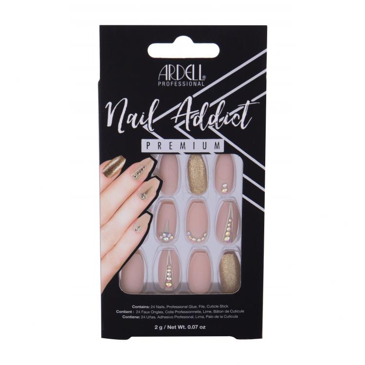 Ardell Nail Addict Premium Sztuczne paznokcie dla kobiet Odcień Nude Jeweled Zestaw