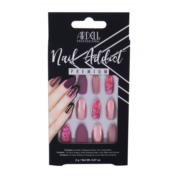 Ardell Nail Addict Premium Sztuczne paznokcie dla kobiet Odcień Chrome Pink Foil Zestaw