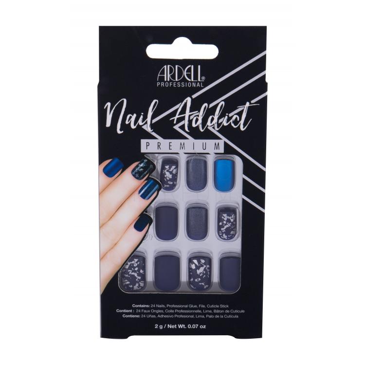 Ardell Nail Addict Premium Sztuczne paznokcie dla kobiet Odcień Matte Blue Zestaw