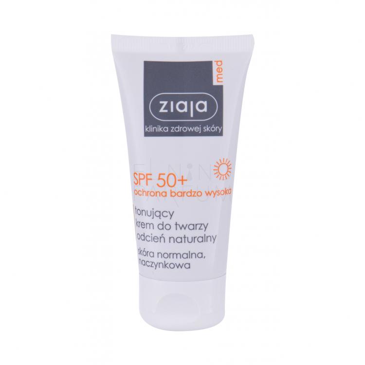 Ziaja Med Protective Tinted SPF50+ Preparat do opalania twarzy dla kobiet 50 ml Odcień Natural