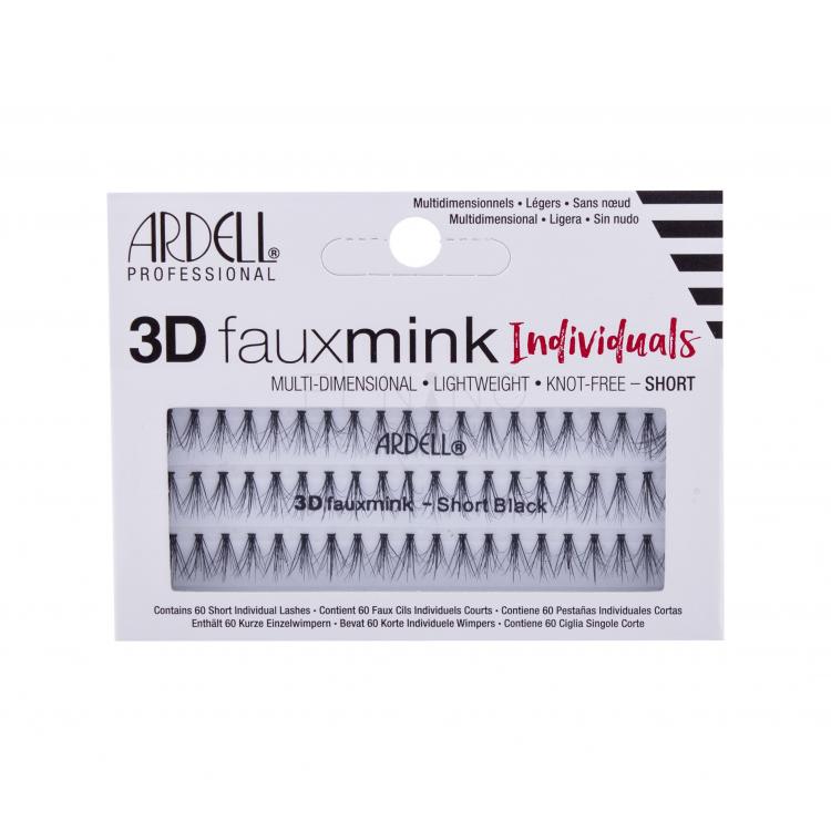 Ardell 3D Faux Mink Individuals Short Sztuczne rzęsy dla kobiet 60 szt Odcień Black