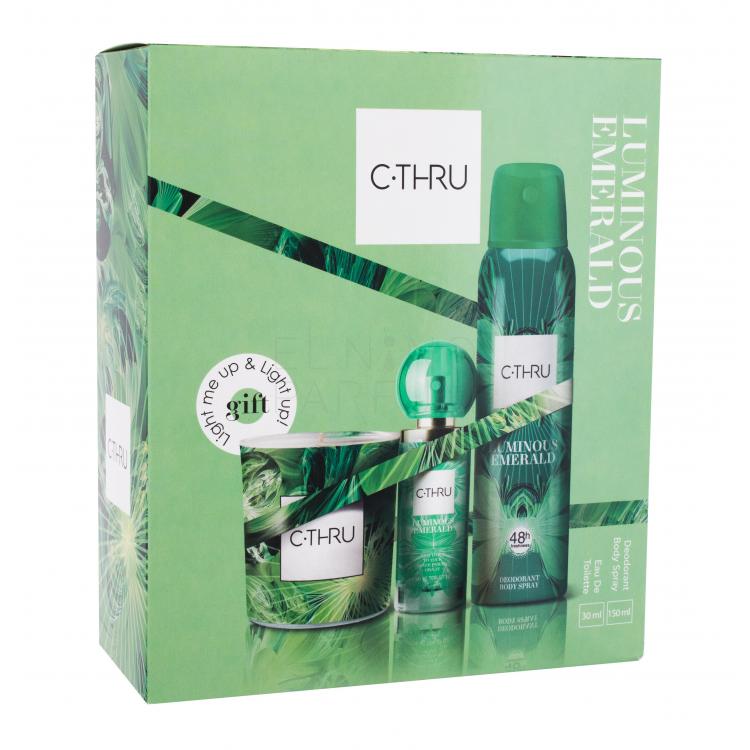 C-THRU Luminous Emerald Zestaw Edt 30 ml + Dezodorant 150 ml + Świeczka