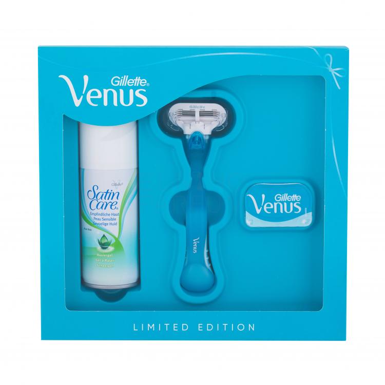 Gillette Venus Zestaw Maszynka do golenia z jednym ostrzem Venus 1 szt + Zapasowe ostrze 1 szt + Żel do golenia Satin Care 75 ml