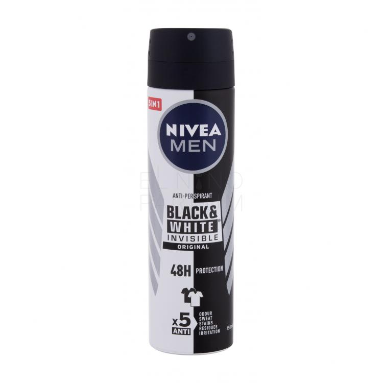 Nivea Men Invisible For Black &amp; White Original Deospray Antyperspirant dla mężczyzn 150 ml
