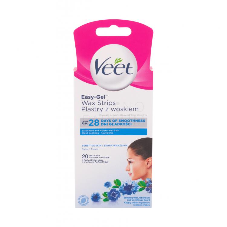 Veet Easy-Gel Wax Strips Face Sensitive Skin Akcesoria do depilacji dla kobiet 20 szt