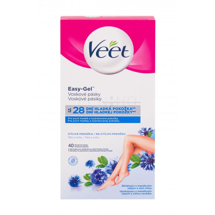 Veet Easy-Gel Wax Strips Body and Legs Sensitive Skin Akcesoria do depilacji dla kobiet 40 szt