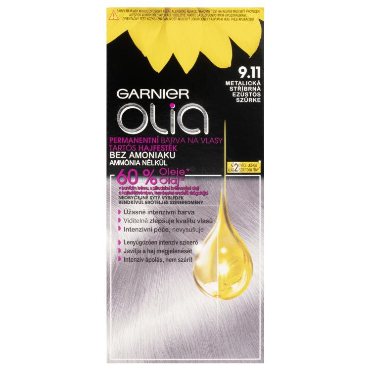 Garnier Olia Permanent Hair Color Farba do włosów dla kobiet 50 g Odcień 9,11 Metallic Silver