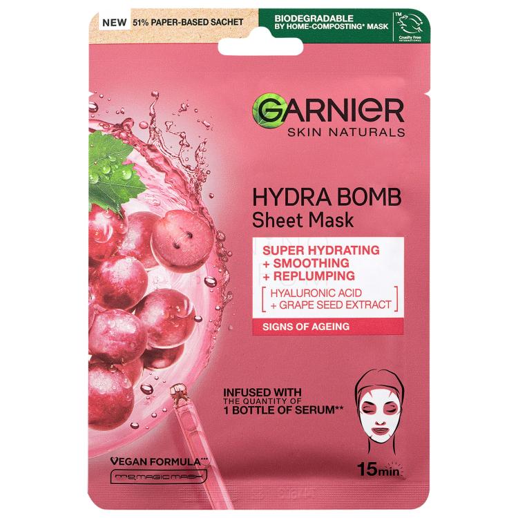 Garnier Skin Naturals Hydra Bomb Natural Origin Grape Seed Extract Maseczka do twarzy dla kobiet 1 szt
