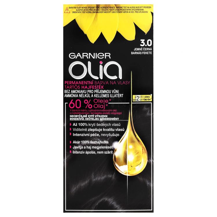 Garnier Olia Permanent Hair Color Farba do włosów dla kobiet 50 g Odcień 3,0 Soft Black