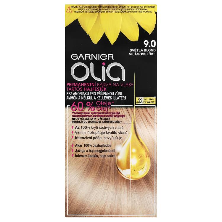 Garnier Olia Permanent Hair Color Farba do włosów dla kobiet 50 g Odcień 9,0 Light Blonde