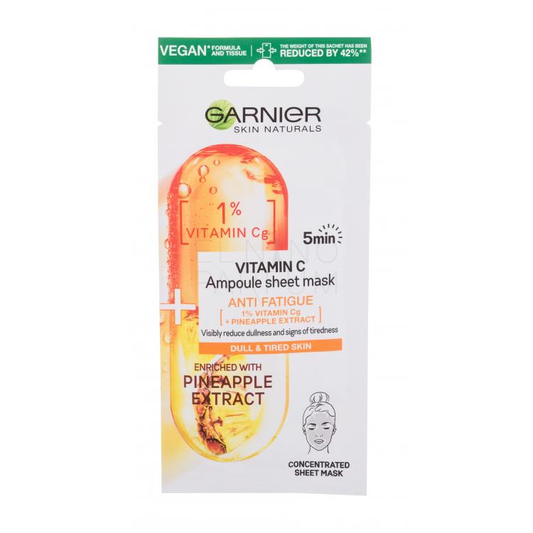 Garnier Skin Naturals Vitamin C Ampoule Sheet Mask Maseczka do twarzy dla kobiet 1 szt