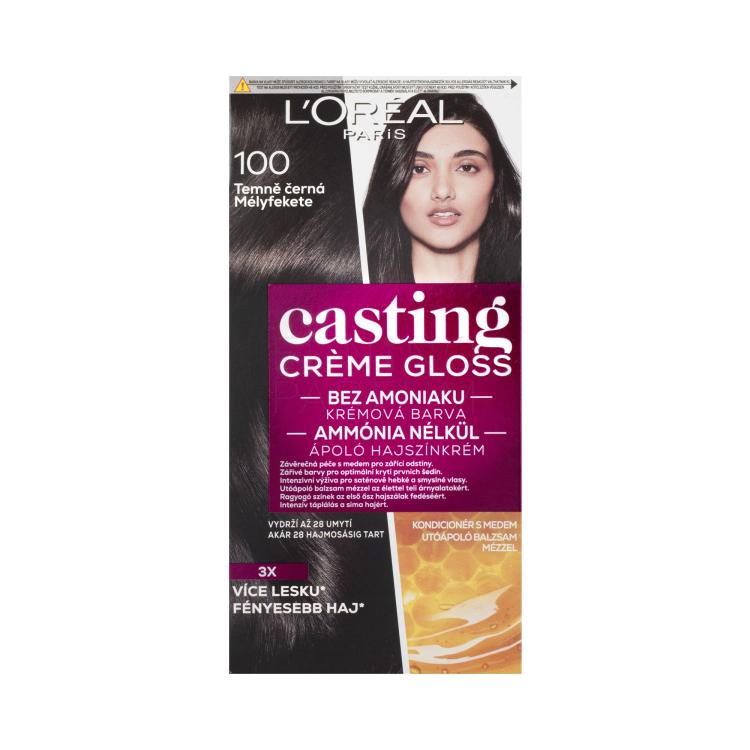 L&#039;Oréal Paris Casting Creme Gloss Farba do włosów dla kobiet 48 ml Odcień 100 Dark Black