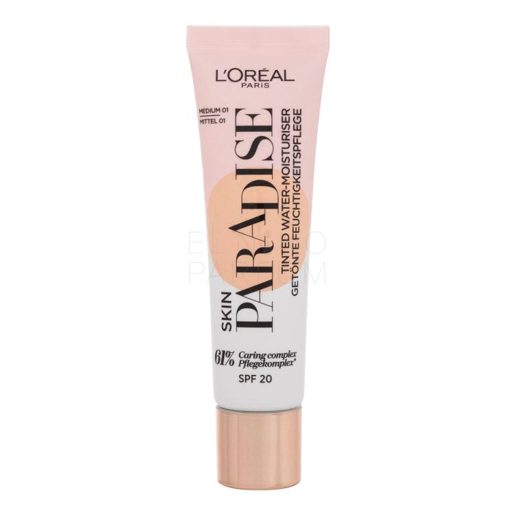 L&#039;Oréal Paris Skin Paradise Tinted Water-Moisturiser SPF20 Podkład dla kobiet 30 ml Odcień 01 Medium