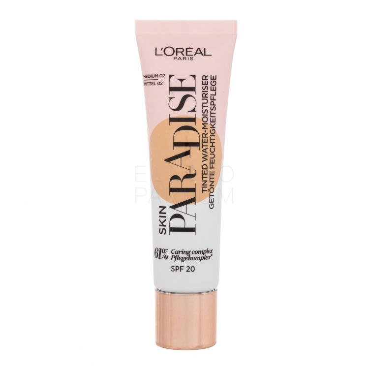 L&#039;Oréal Paris Skin Paradise Tinted Water-Moisturiser SPF20 Podkład dla kobiet 30 ml Odcień 02 Medium