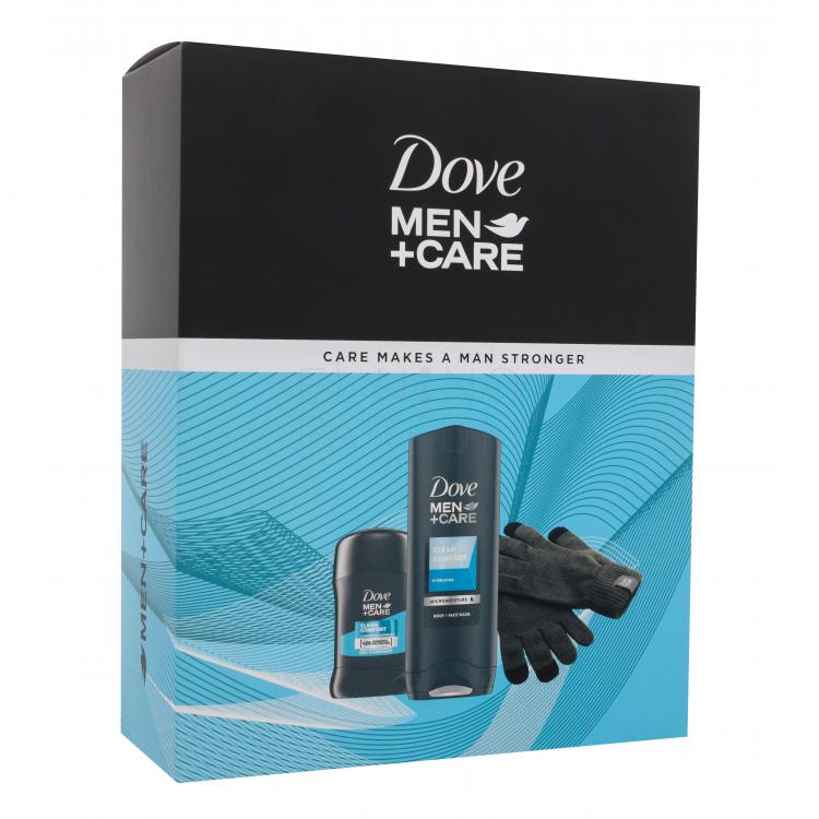 Dove Men + Care Care Makes A Man Stronger Zestaw Żel pod prysznic Men+Care Clean Comfort 250 ml + Antyperspirant Men+Care Clean Comfort 50 ml + Rękawiczki