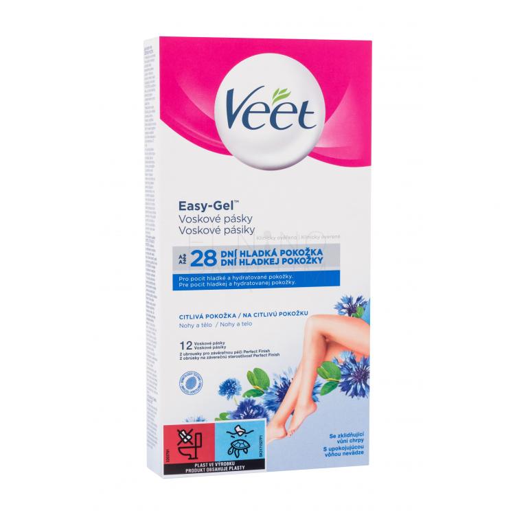 Veet Easy-Gel Wax Strips Body and Legs Sensitive Skin Akcesoria do depilacji dla kobiet 12 szt
