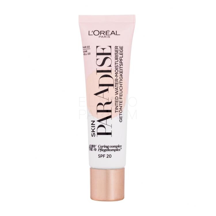 L&#039;Oréal Paris Skin Paradise Tinted Water-Moisturiser SPF20 Podkład dla kobiet 30 ml Odcień 03 Fair