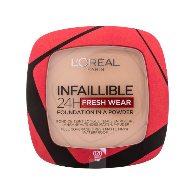 L&#039;Oréal Paris Infaillible 24H Fresh Wear Foundation In A Powder Podkład dla kobiet 9 g Odcień 020 Ivory