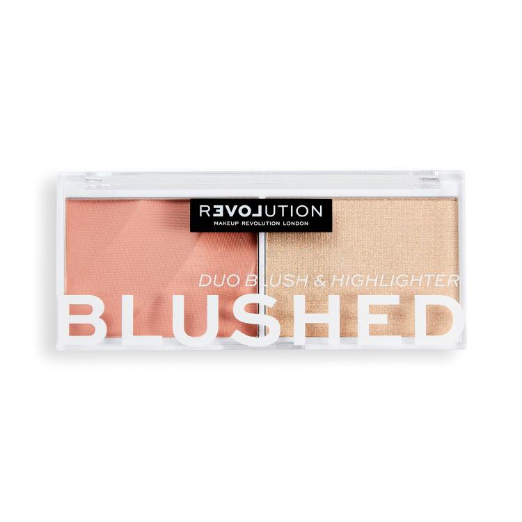 Revolution Relove Colour Play Blushed Duo Blush &amp; Highlighter Paletka do konturowania dla kobiet 5,8 g Odcień Sweet
