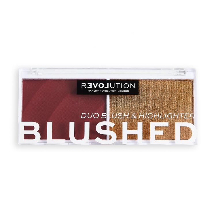 Revolution Relove Colour Play Blushed Duo Blush &amp; Highlighter Paletka do konturowania dla kobiet 5,8 g Odcień Wishful