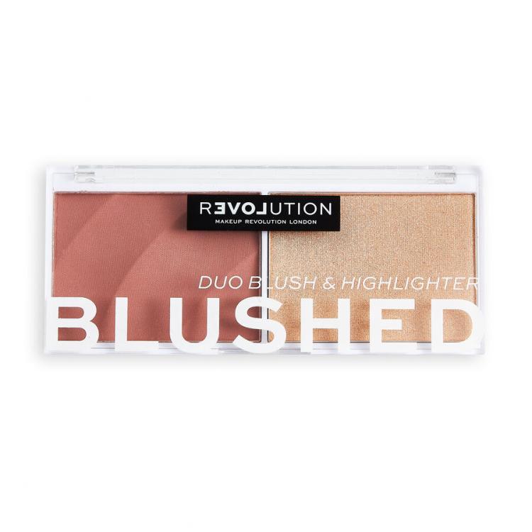 Revolution Relove Colour Play Blushed Duo Blush &amp; Highlighter Paletka do konturowania dla kobiet 5,8 g Odcień Kindness