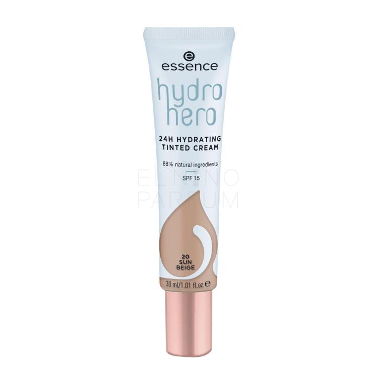 Essence Hydro Hero 24H Hydrating Tinted Cream SPF15 Podkład dla kobiet 30 ml Odcień 20 Sun Beige