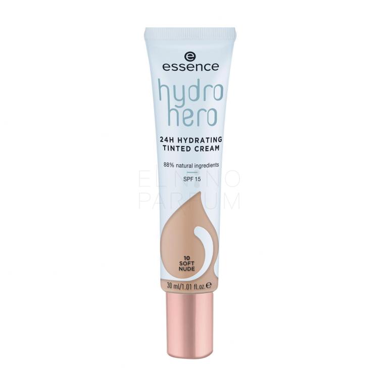 Essence Hydro Hero 24H Hydrating Tinted Cream SPF15 Podkład dla kobiet 30 ml Odcień 10 Soft Nude