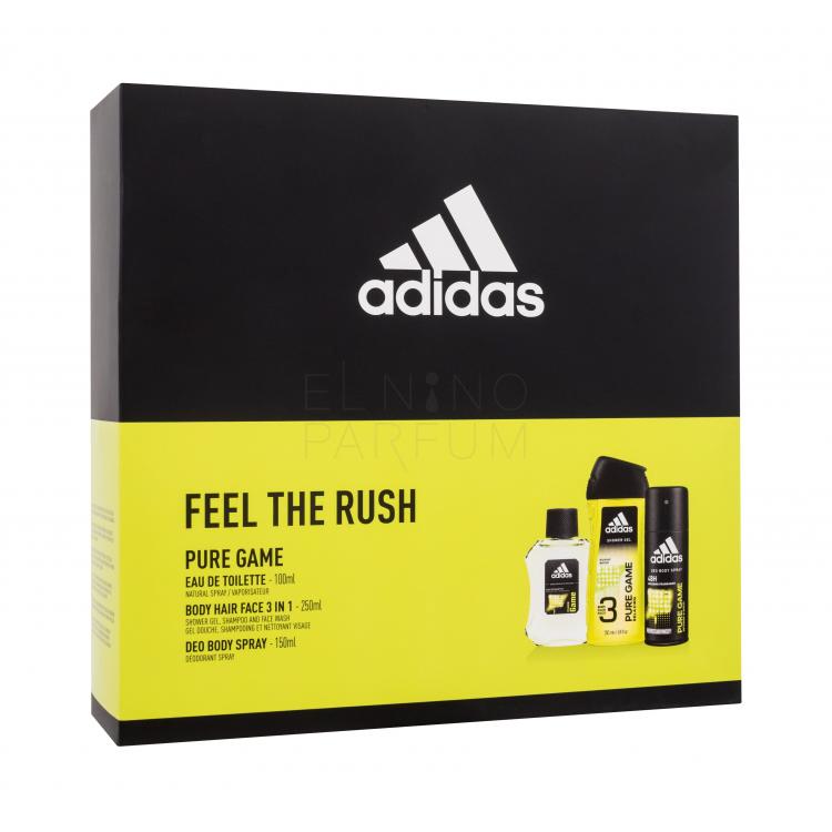 Adidas Pure Game Zestaw EDT 100 ml + żel pod prysznic 250 ml + dezodorant 150 ml