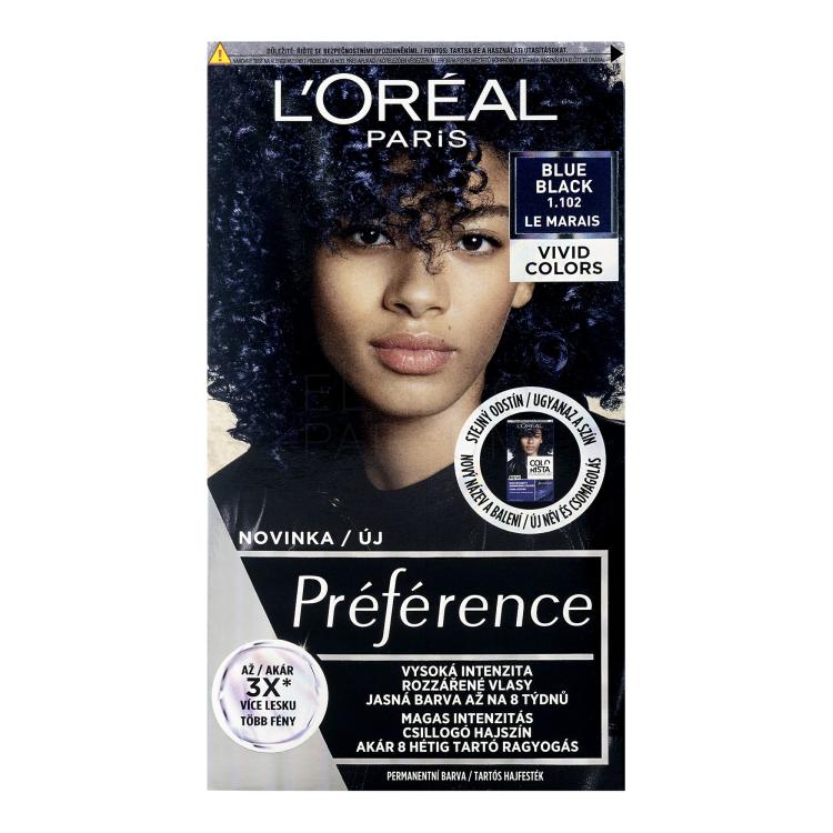 L&#039;Oréal Paris Préférence Vivid Colors Farba do włosów dla kobiet 60 ml Odcień 1,102 Blue Black