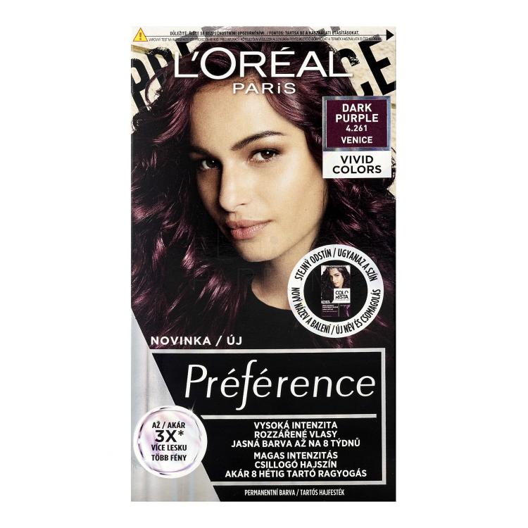 L&#039;Oréal Paris Préférence Vivid Colors Farba do włosów dla kobiet 60 ml Odcień 4,261 Dark Purple
