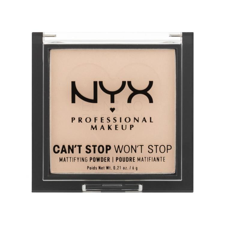 NYX Professional Makeup Can&#039;t Stop Won&#039;t Stop Mattifying Powder Puder dla kobiet 6 g Odcień 02 Light