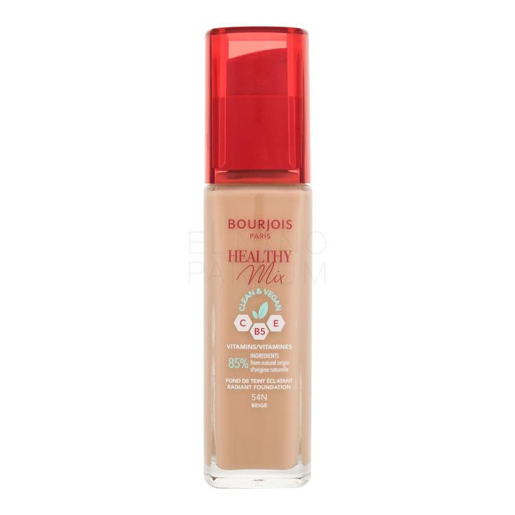 BOURJOIS Paris Healthy Mix Clean &amp; Vegan Radiant Foundation Podkład dla kobiet 30 ml Odcień 54N Beige